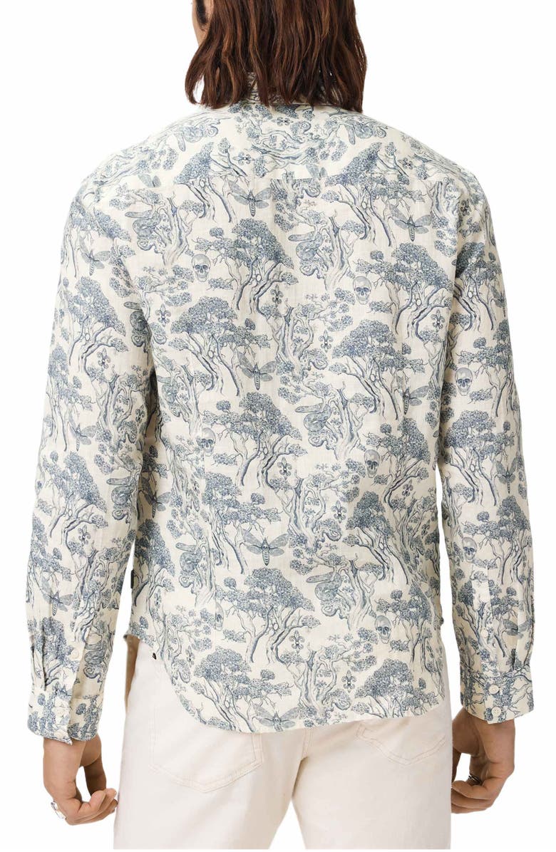 John Varvatos Ross Slim Fit Linen Button-Up Shirt, Alternate, color, Ivory