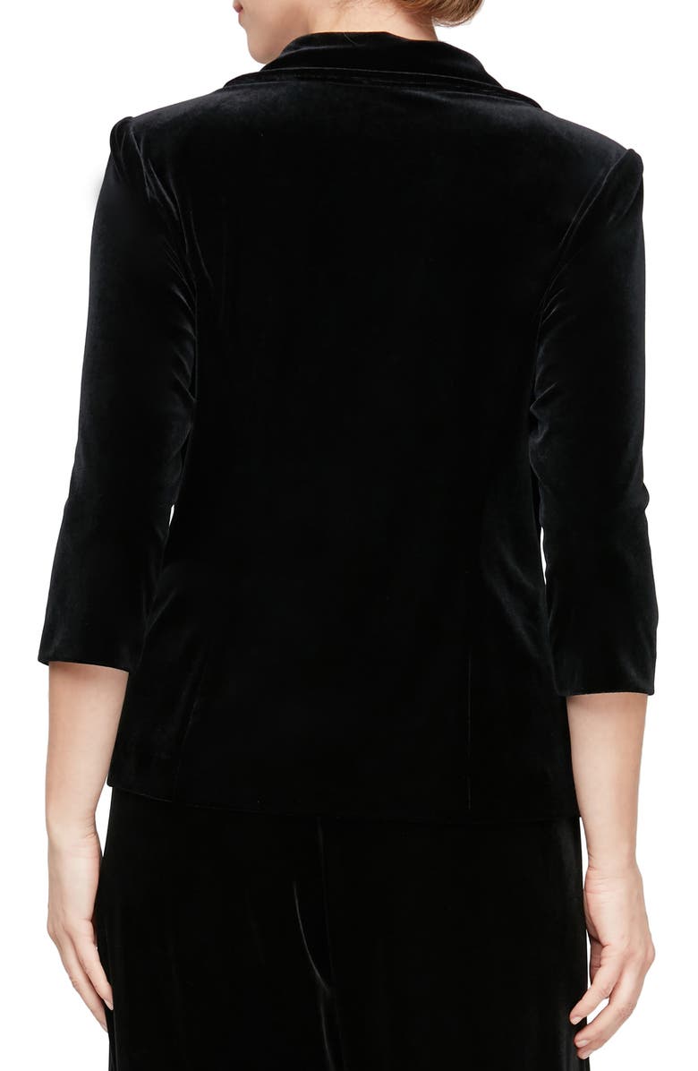 Alex Evenings Velvet Jacket, Alternate, color, Black