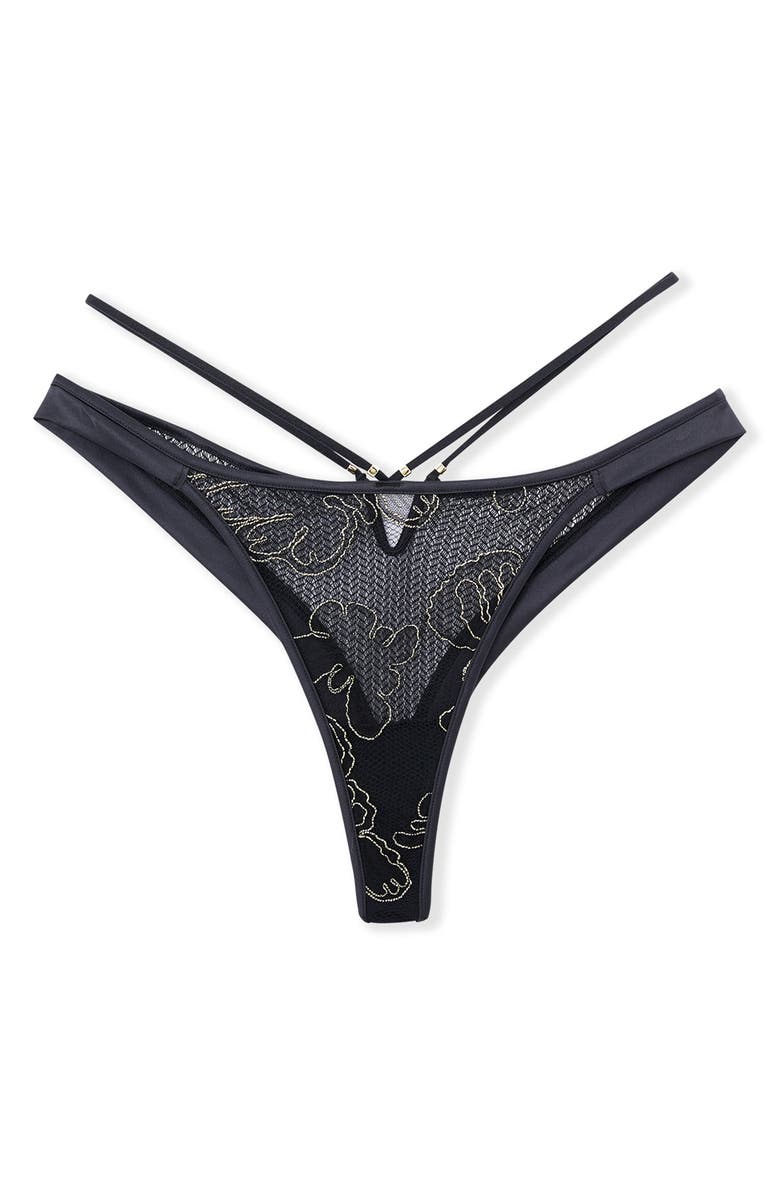 Etam After Midnight Tanga Thong, Alternate, color, Black
