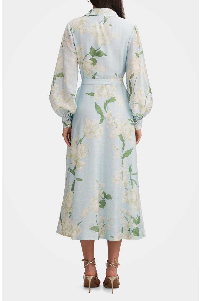 Freya Floral Belted Button-Up Midi Shirtdress, Alternate, color, BLUE ARNA FLORAL