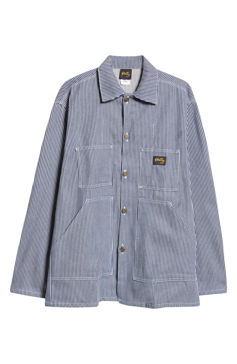 STAN RAY Pinstripe Cotton Button-Up Shop Jacket, Main, color, 