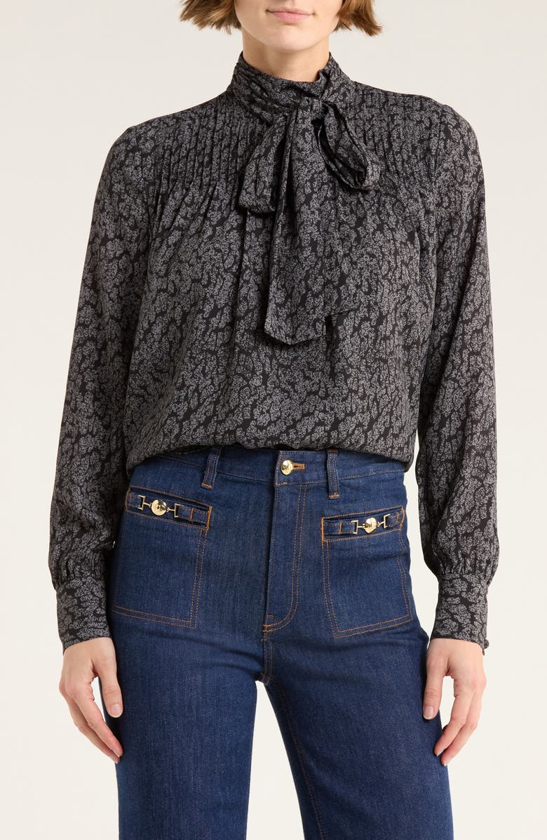 Derek Lam 10 Crosby Valentine Pussybow Top, Main, color, Grey Pebble