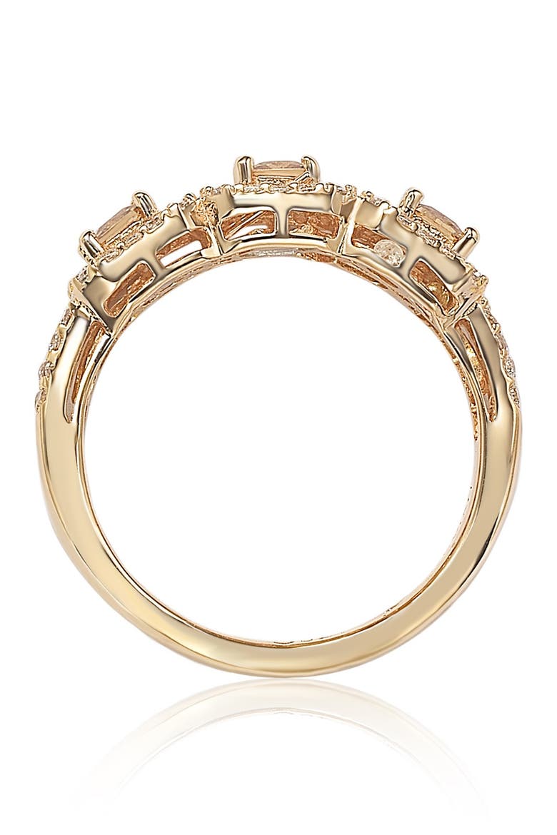 Three Stone Asscher-Cut CZ Statement Ring, Alternate, color, BROWN
