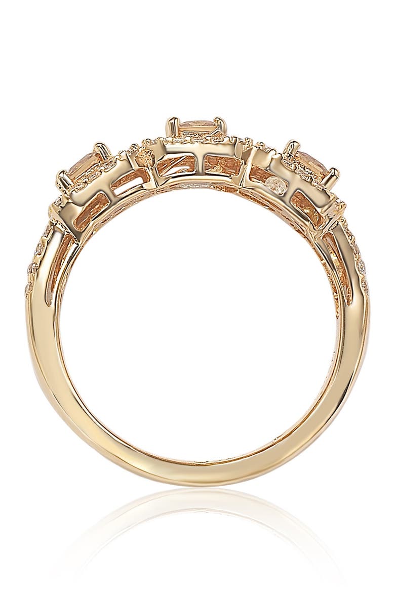 SUZY LEVIAN Three Stone Asscher-Cut CZ Statement Ring, Alternate, color, Brown