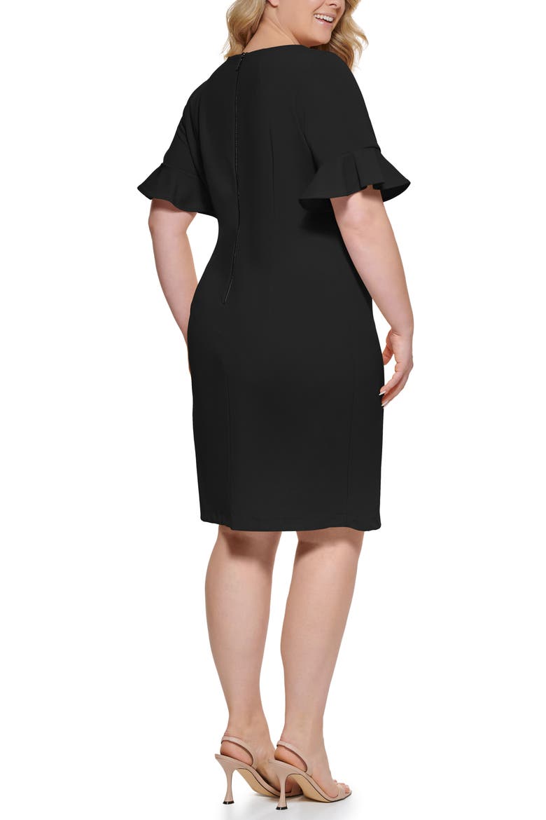 Ruffle Short Sleeve Sheath Dress, Alternate, color, JADEITE