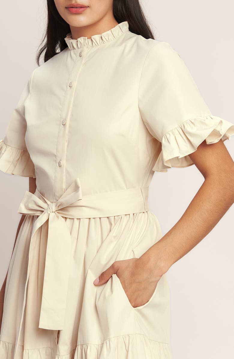 FLYING TOMATO Ruffle Trim Midi Dress, Alternate, color, Cream