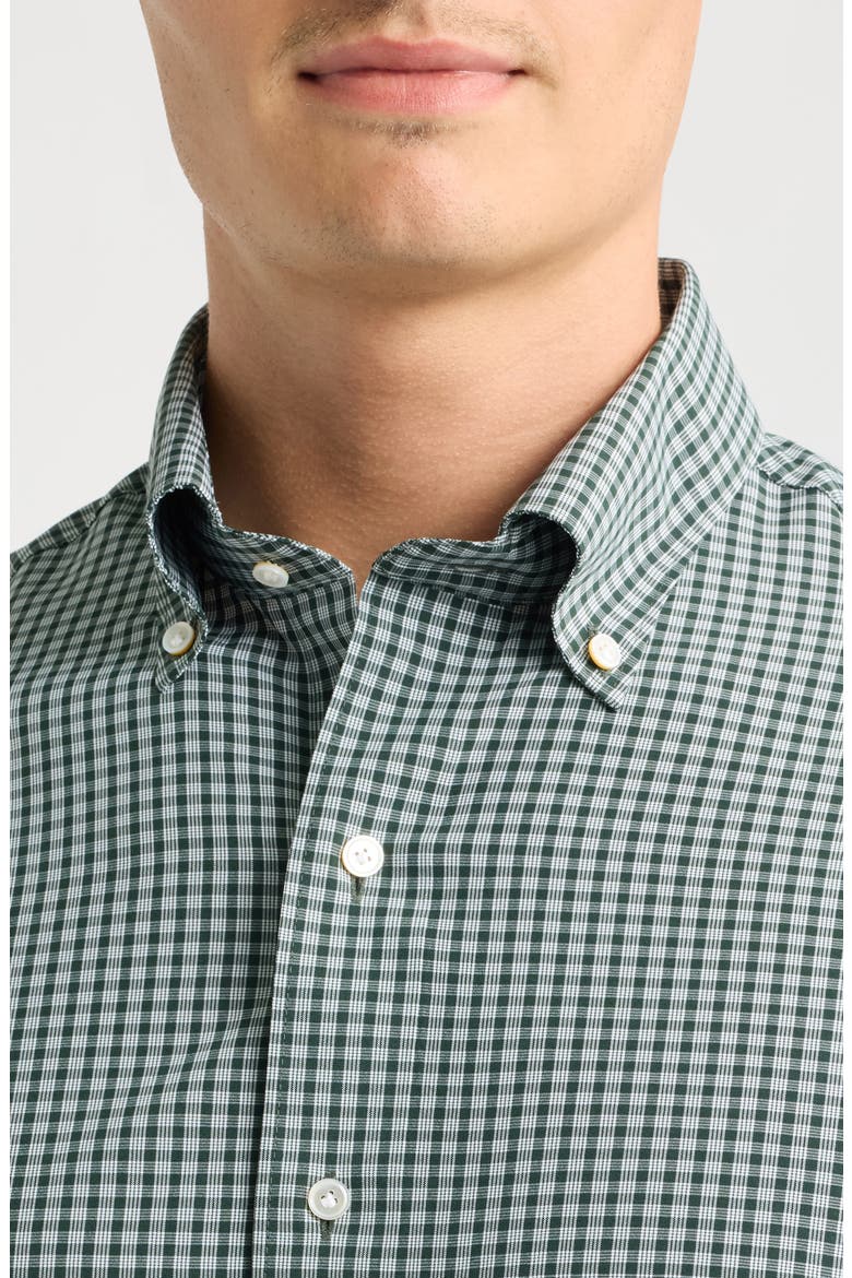 Eugene Tailored Fit Check Performance Poplin Button-Down Shirt, Alternate, color, DARK OLIVE