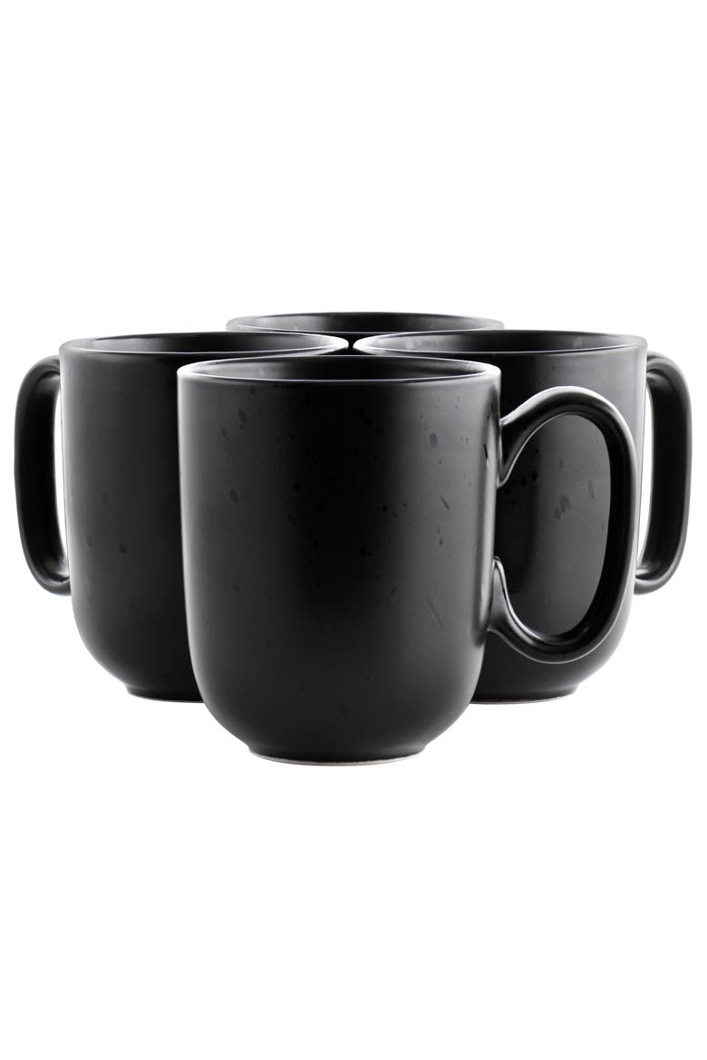 Landon 4 Piece 15 Ounce Round Stoneware Mug Set, Main, color, Pepper