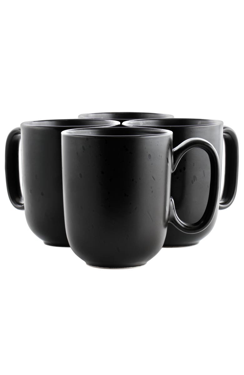 Our Table Landon 4 Piece 15 Ounce Round Stoneware Mug Set, Main, color, Pepper