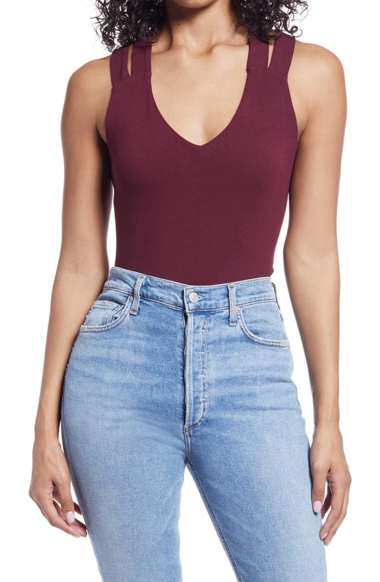 Loveappella Strappy Layering Tank, Main, color, Burgundy