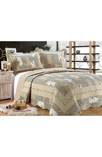J&v Textiles J And V Textiles Reversible Quilt Set In Brown