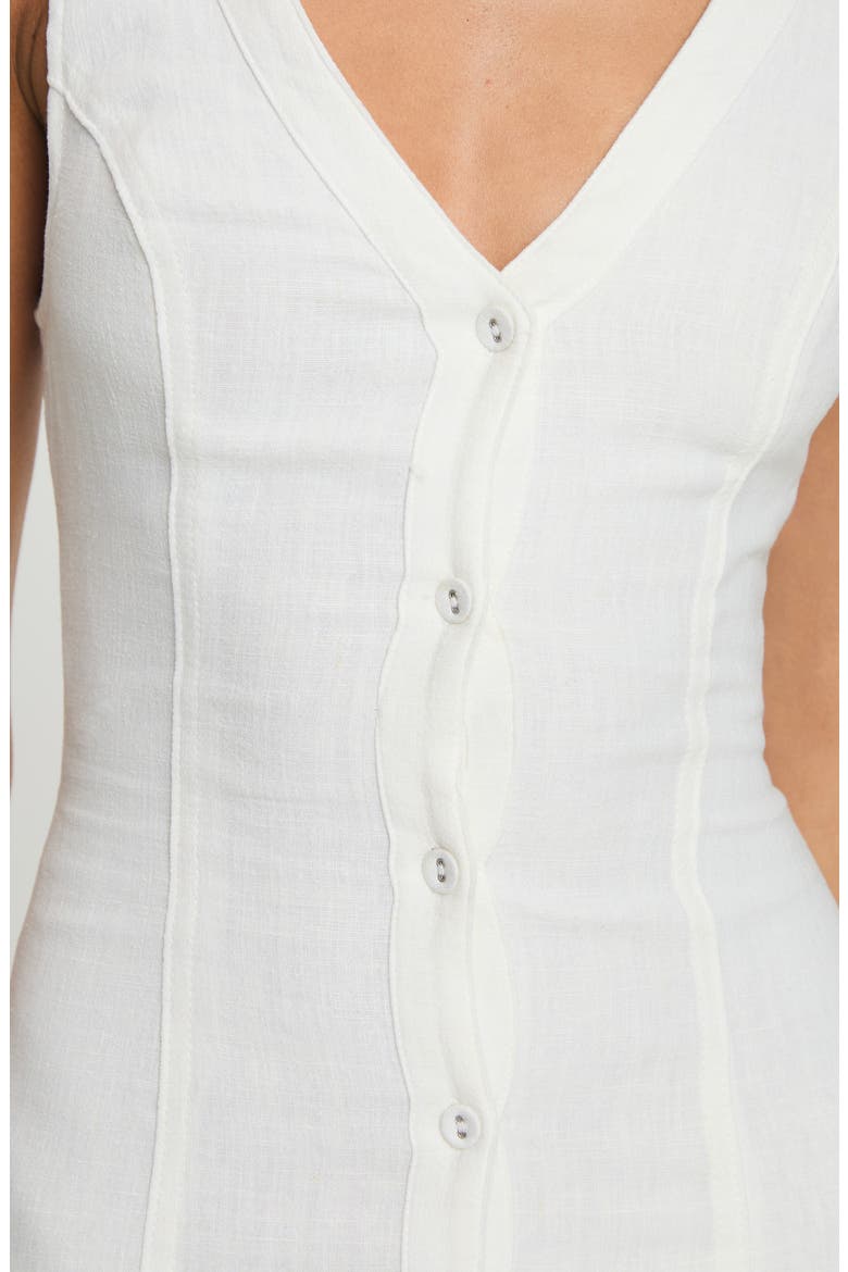 Button Front Linen Blend Maxi Dress, Alternate, color, WHITE