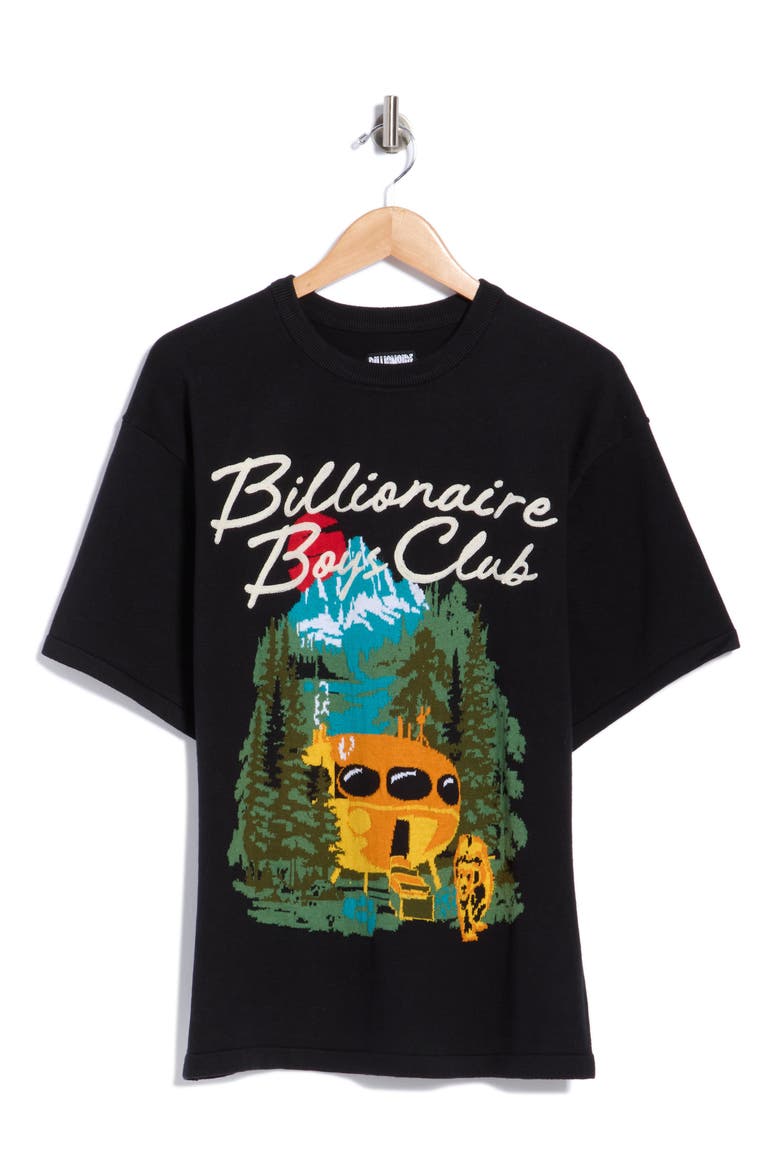 Peak Intarsia Graphic T-Shirt, Main, color, BLACK