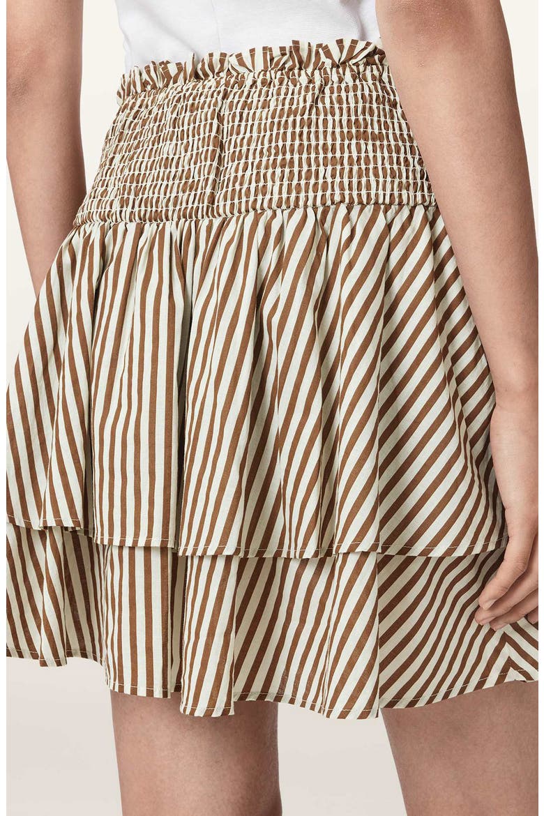 Kali Stripe Miniskirt, Alternate, color, PENNY BROWN/ WHITE