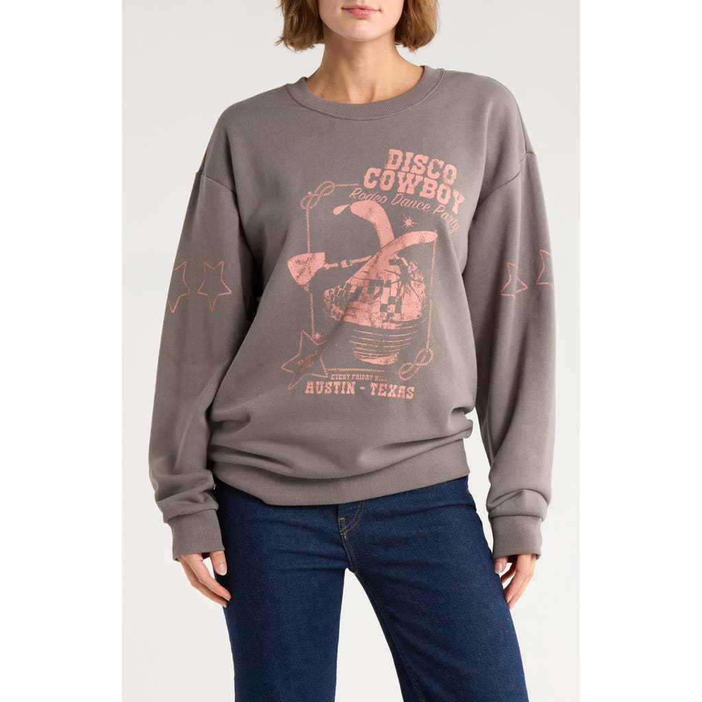 Hi Res Disco Cowboy Fleece Crewneck Sweatshirt In Gray