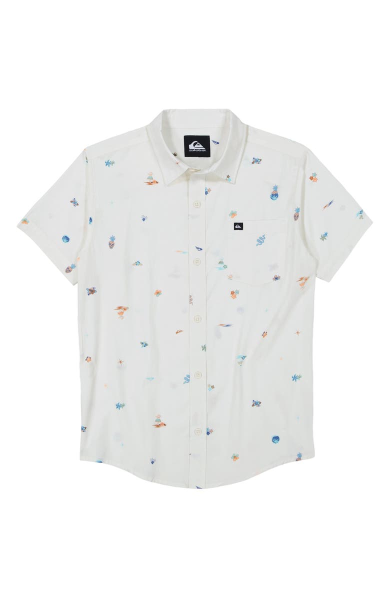 Quiksilver Kids' Apero Classics Short Sleeve Cotton Button-Up Shirt, Main, color, 