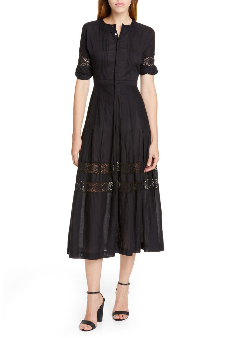 Edie Midi Shirtdress, Main, color, BLACK
