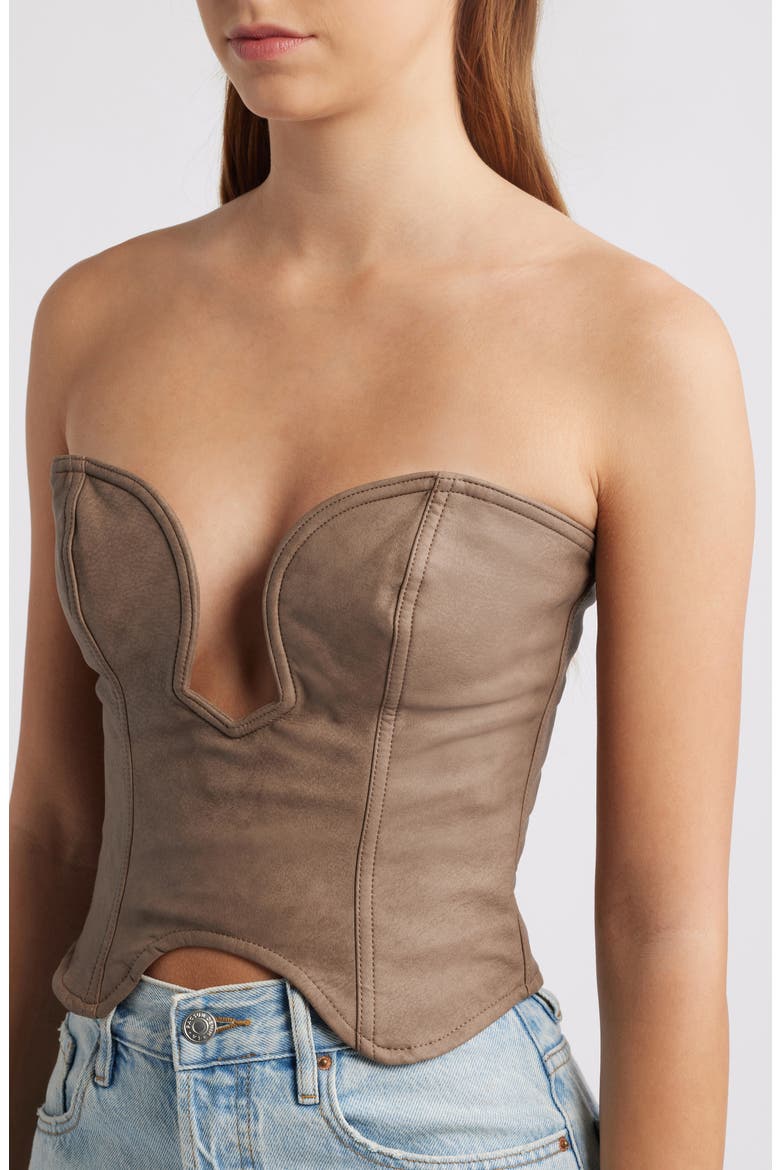 Faux Leather Corset Top, Alternate, color, MOCHA