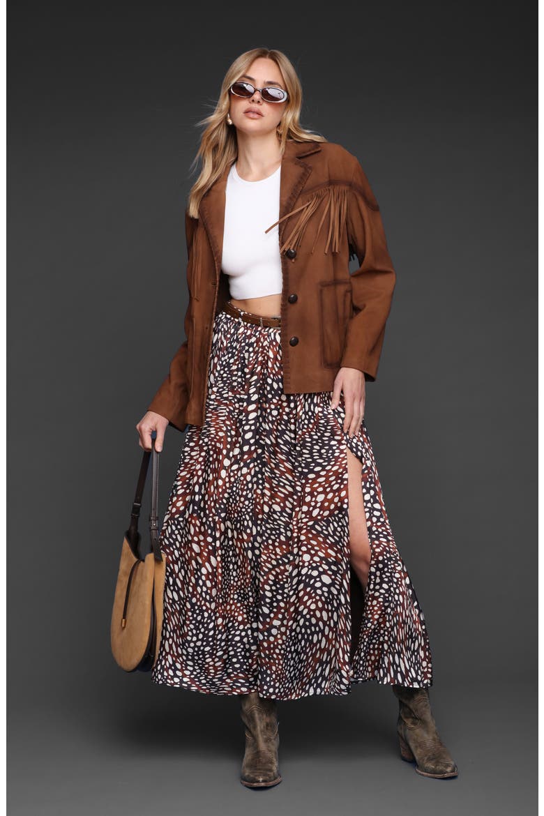 Fringe Genuine Suede Blazer, Alternate, color, BOURBON