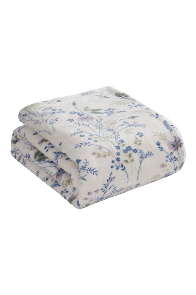 Wildflower Faux Shearling Throw Blanket, Main, color, PURPLE FLORAL