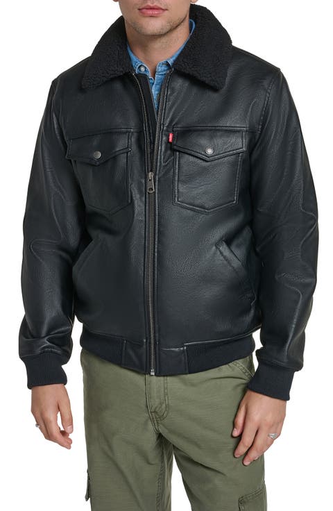 Faux Leather Bomber Jacket