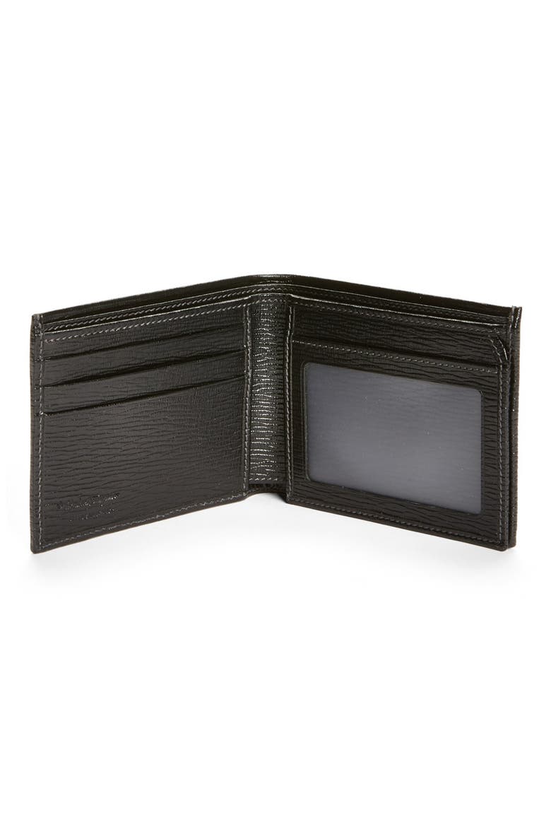 Stamped Calfskin Leather Wallet, Alternate, color, BLACK