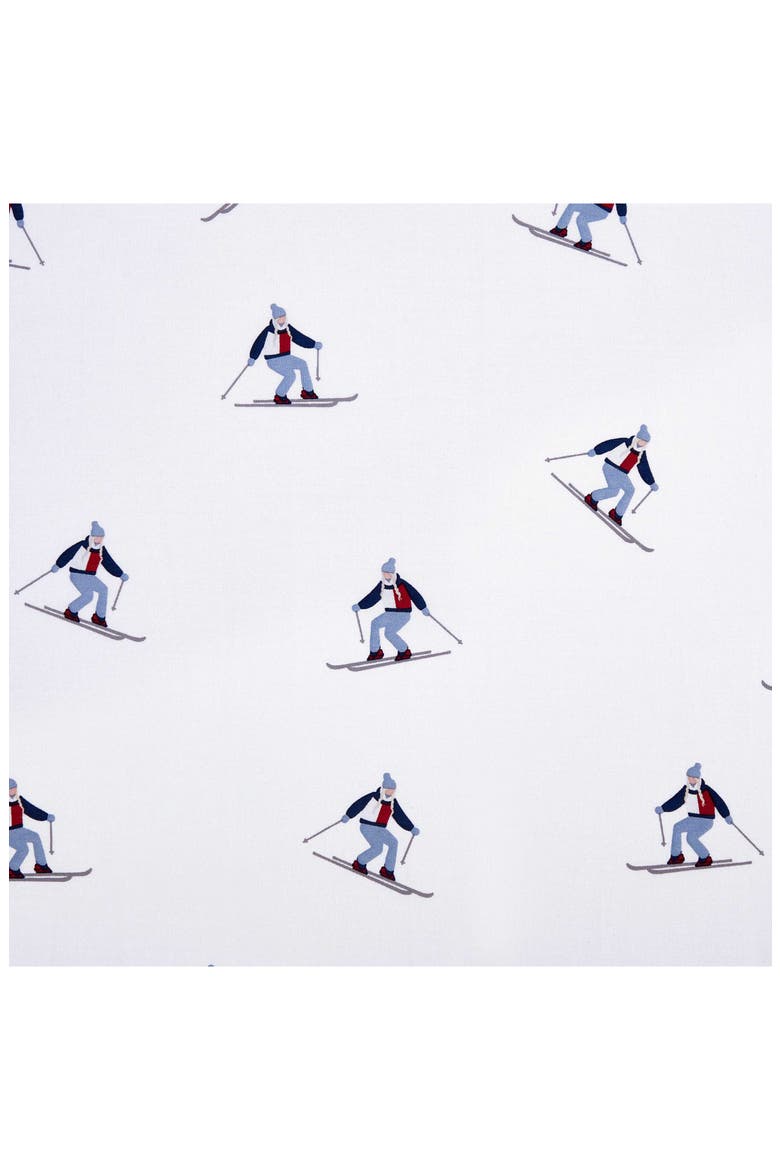 Aspen Ski Slopes 200 Thread Count Cotton Percale Sheet Set, Alternate, color, WHITE/ BLUE