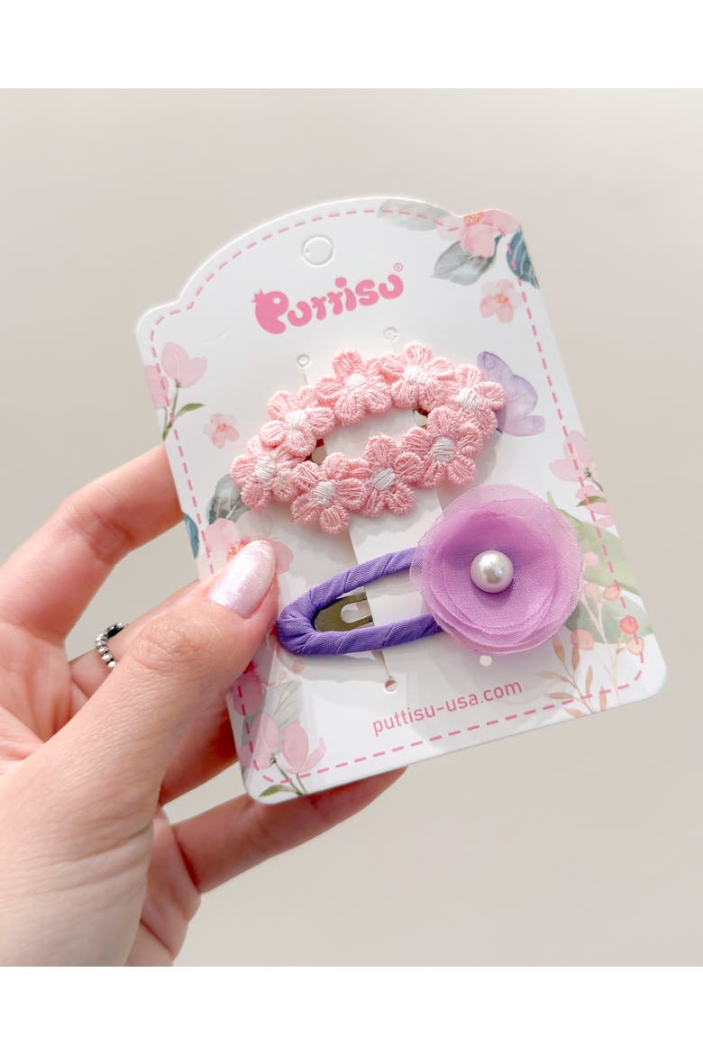 2-piece Hair Clip Set - Tulle Bloom Petals, Alternate, color, Lavender Bloom - Purple