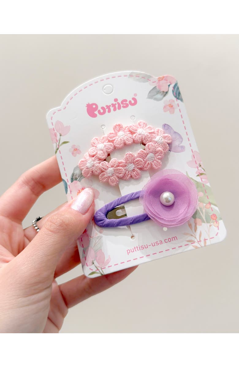 Puttisu 2pc Hair Clip Set - Tulle Bloom Petals, Alternate, color, Lavender Bloom - Purple