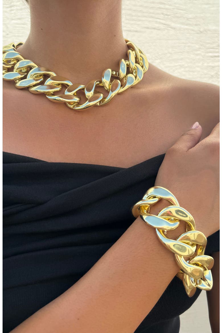 Chunky Curb Chain Collar Necklace, Alternate, color, GOLD