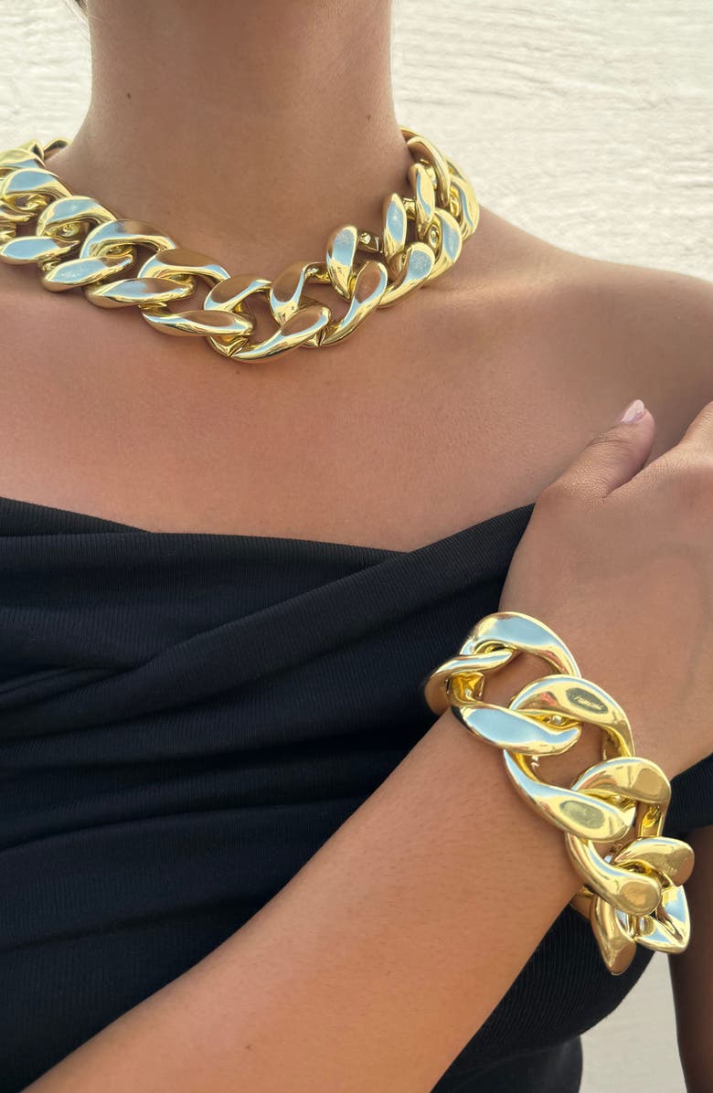 Adornia Chunky Curb Chain Collar Necklace, Alternate, color, Gold