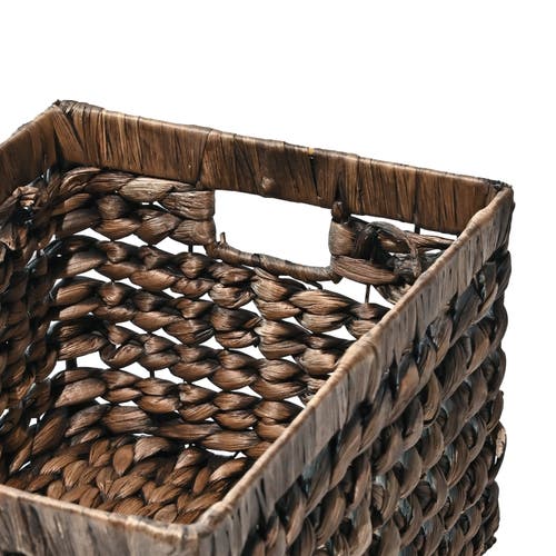 Happimess Hayden Bohemian Cottage Handwoven Hyacinth Rectangular Nesting Baskets With Handles, In Brown