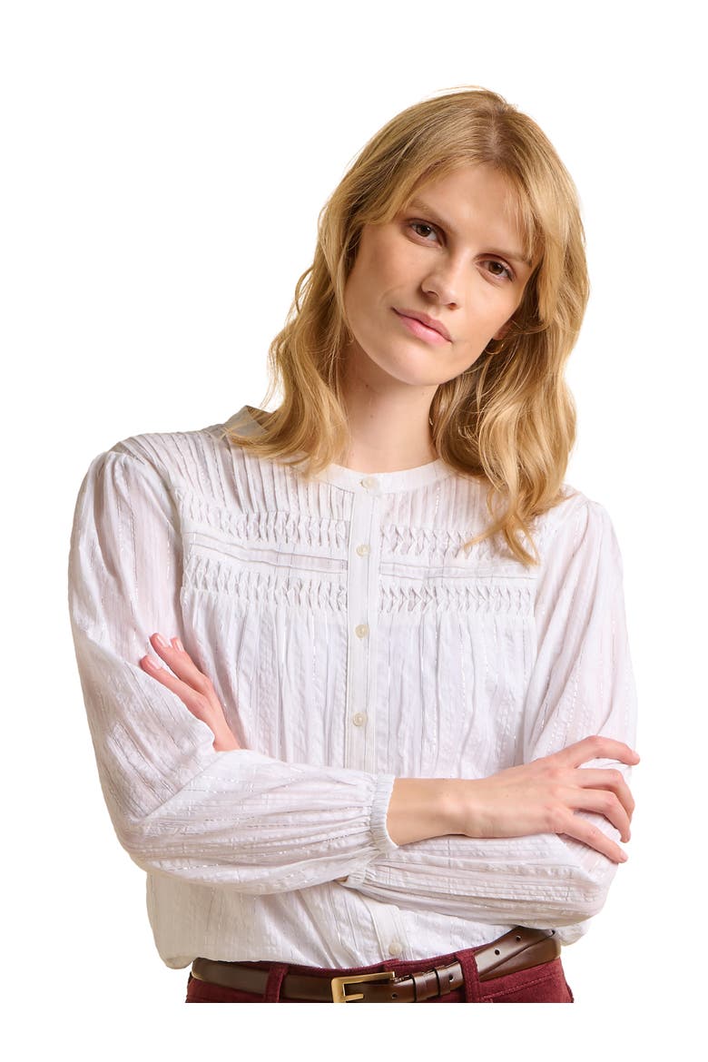 Angelica Long Sleeve Round Neck Shirt, Main, color, White