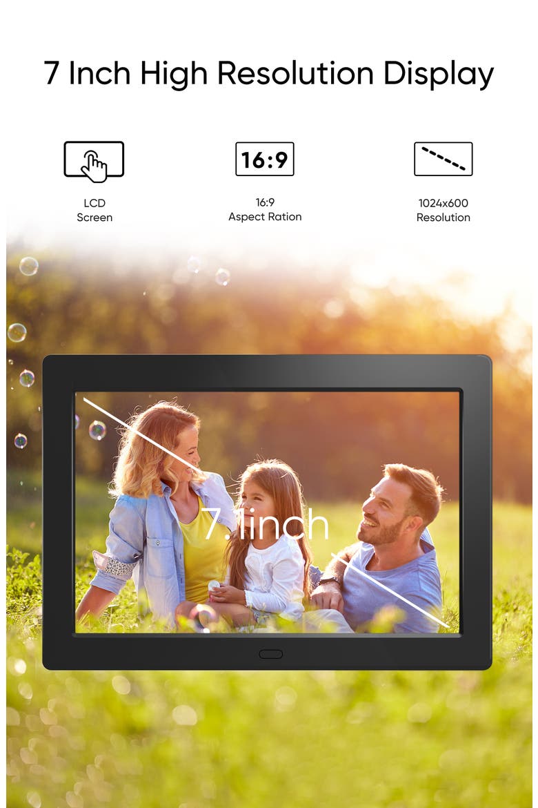 7" Digital Photo Frame, Alternate, color, Black