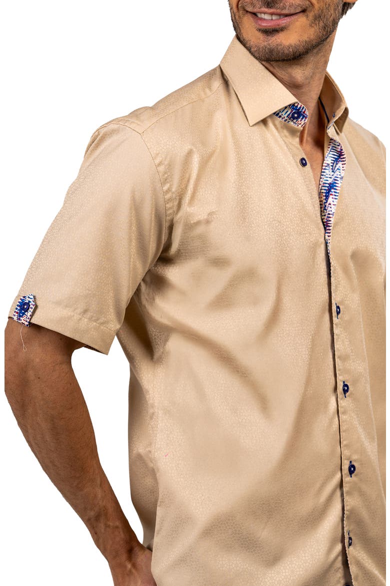 Galileo Ascension 0079 Contemporary Fit Short Sleeve Button-Up Shirt, Alternate, color, BROWN