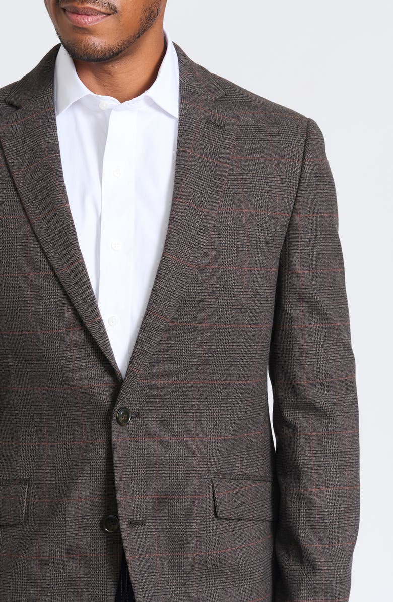 SAVILE ROW CO Brown Plaid Blazer, Alternate, color, Brown