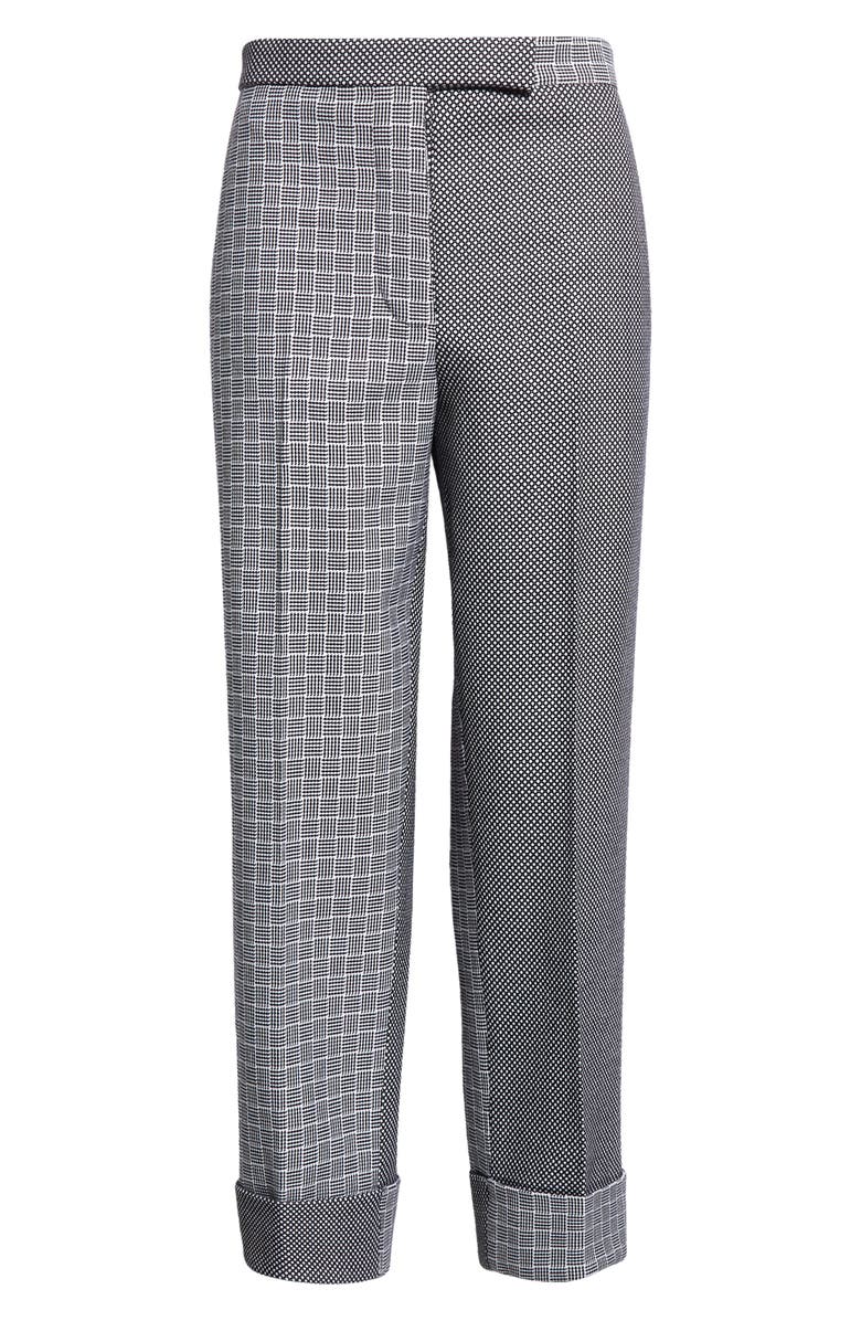 Thom Browne Fun-Mix Contrast Panel Cuff Hem Wool Trousers, Alternate, color, 