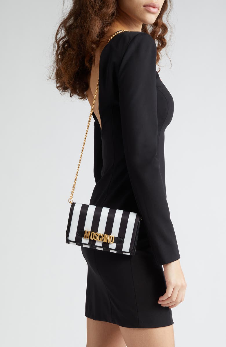 Moschino Logo Belt Stripe Nylon Shoulder Bag, Alternate, color,