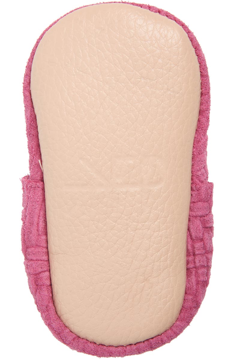 Freshly Picked Pink Lemonade Embossed Leather Crib Shoe, Alternate, color,