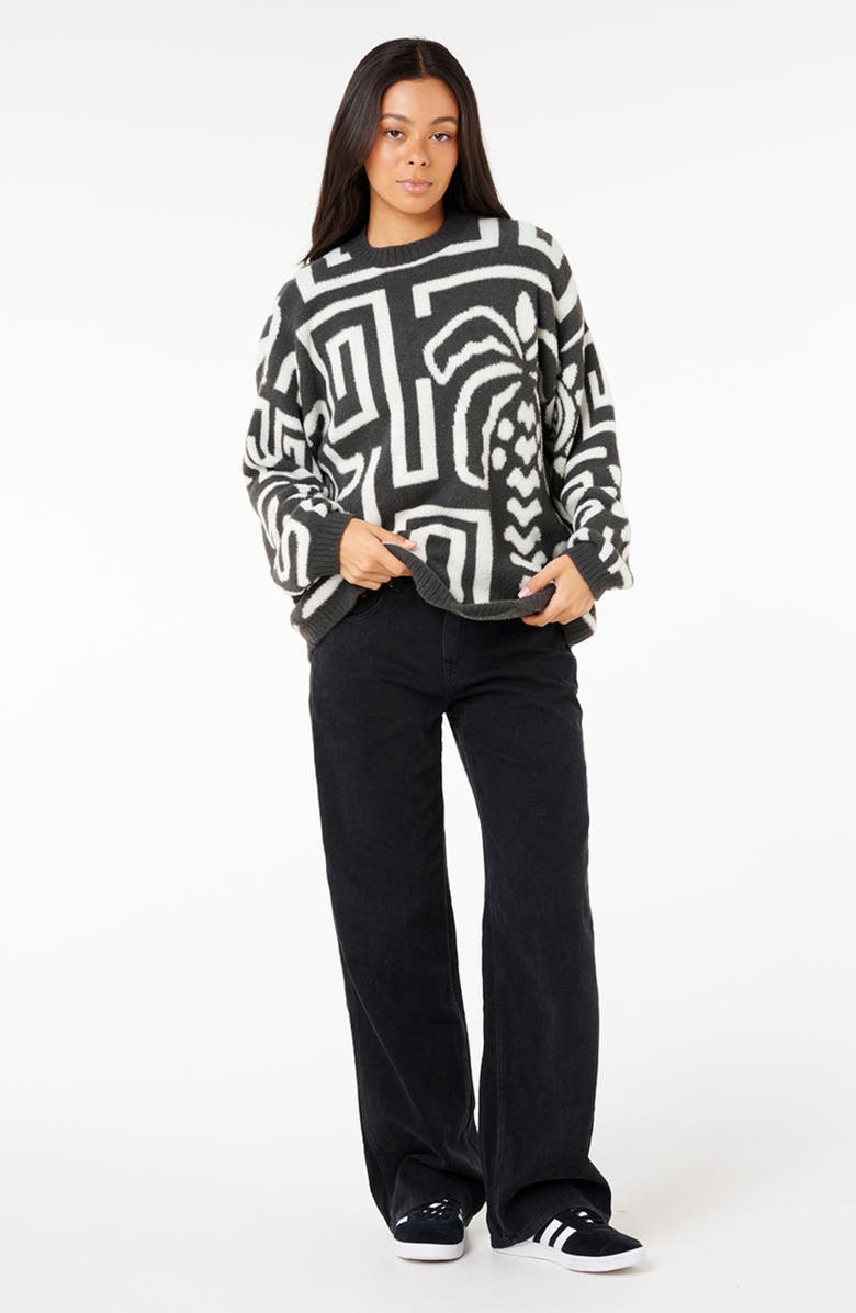 Rip Curl Sunset Luau Crewneck Sweater, Alternate, color, Black/ Off White