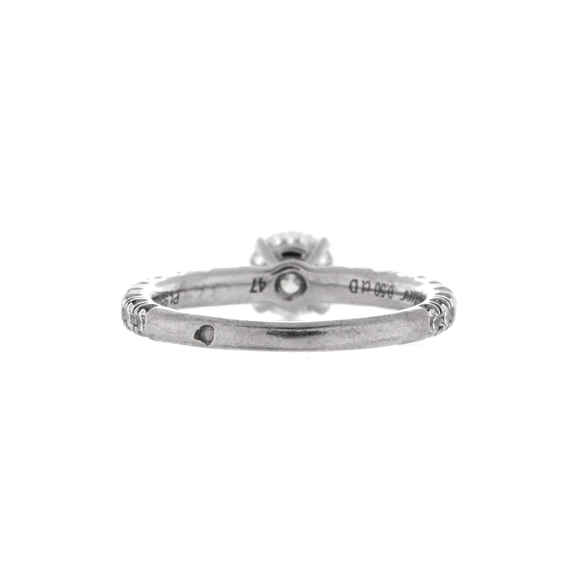Etincelle de Cartier Solitaire Ring Platinum with RBC Diamond and Pave Diamonds E/VVS1 0.50CT, Alternate, color, Metallic Silver