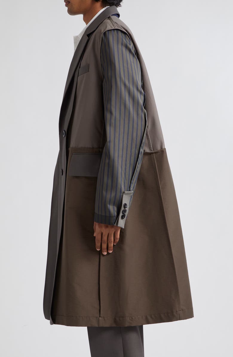 Sacai Colorblock & Stripe Suiting Coat, Alternate, color, 
