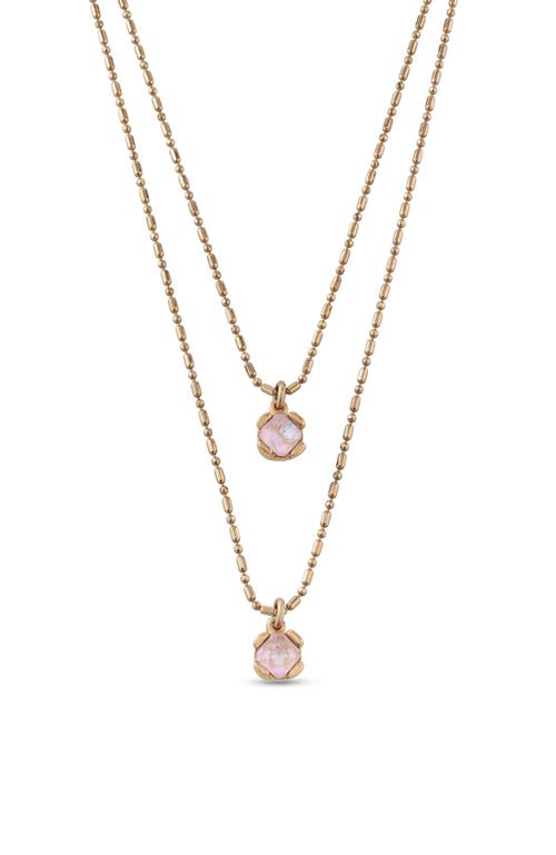 Unode50 18k Gold-plated Pink Necklace With 2 Pink Crystals In Gold