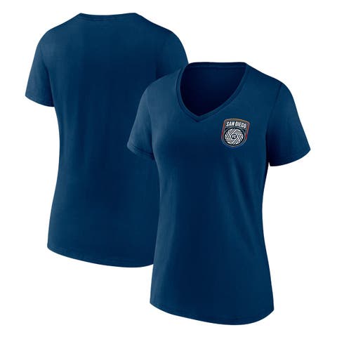 Women's Fanatics Branded  Navy San Diego FC Primary Logo V-Neck T-Shirt