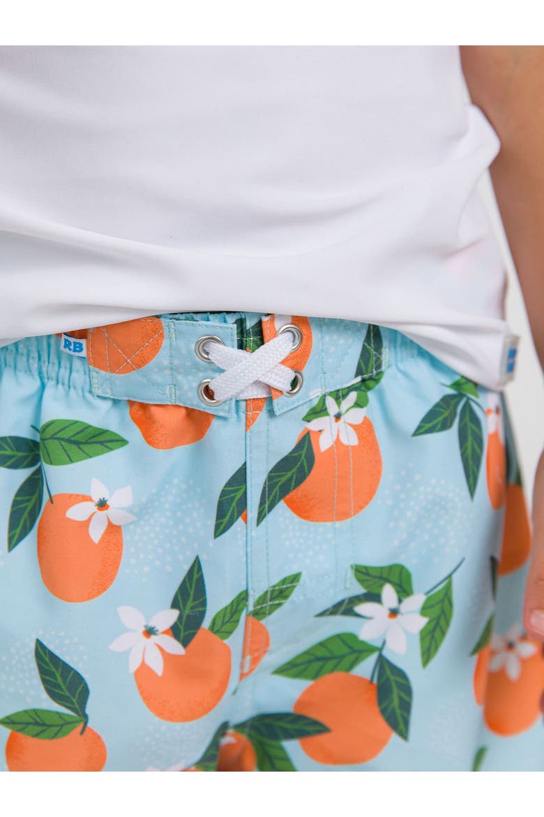 Boys Orange You The Sweetest UPF50+ Swim Trunks, Alternate, color, Blue Orange You The Sweetest