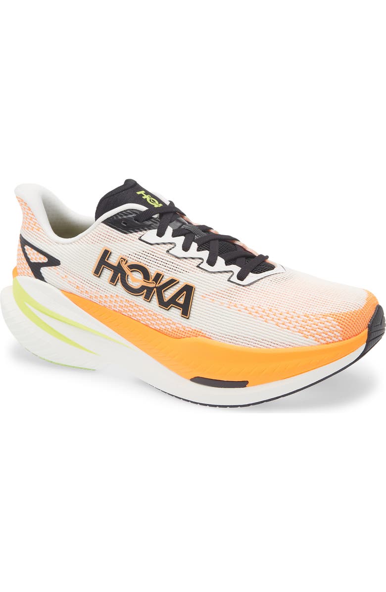 HOKA Mach X 3 Running Shoe, Main, color, White / Neon Tangerine