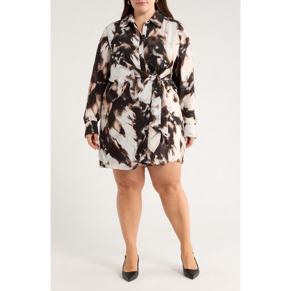 Nordstrom Long Sleeve Faux Wrap Dress In Multi