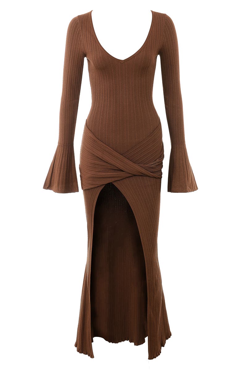 Khrysta Long Sleeve Rib Body-Con Maxi Cocktail Dress