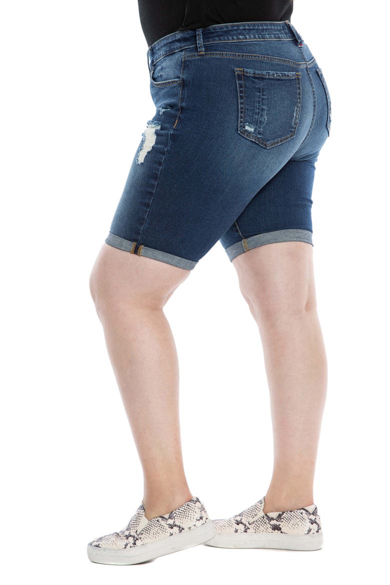 Distressed Bermuda Denim Shorts, Alternate, color, TERESA