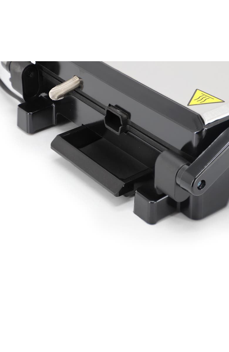 Megachef Electric Dual Plate Non-Stick Panini Grill Contact Press with Drip Tray, Alternate, color, Black